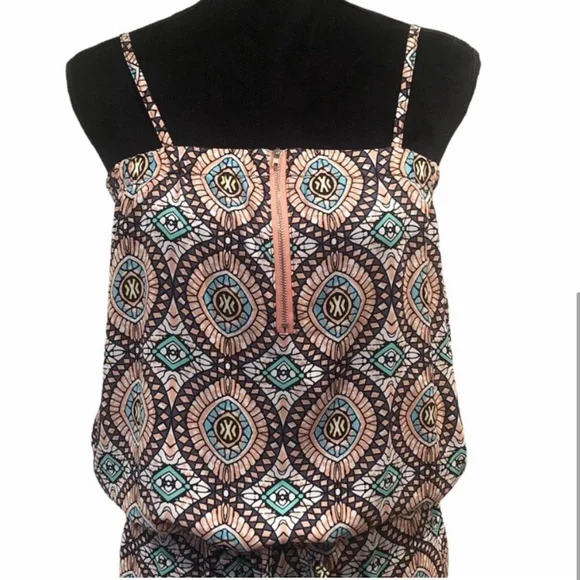 Molly Bracken abstract Print spaghetti strap elastic waist jumpsuit size small - Picture 3 of 10